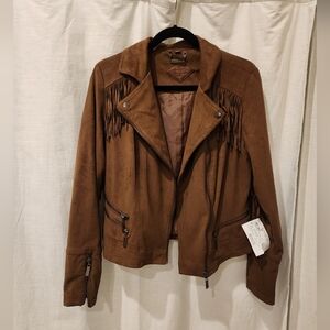 JOU JOU Fringe Brown Jacket New Size Large